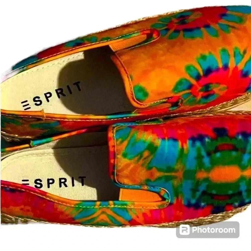 Esprit Women's Tie-Dye Slip-On Flats in Yellow, Blue, Pink, Green - Picture 3 of 6